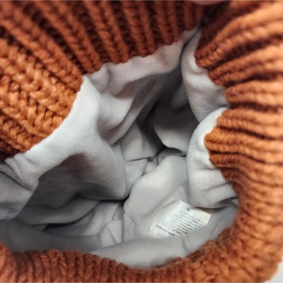 Furtalk Slouchy Knit  Rust Brown Beanie Hat Fleece Lined Ski Skull One Size New - Picture 7 of 8